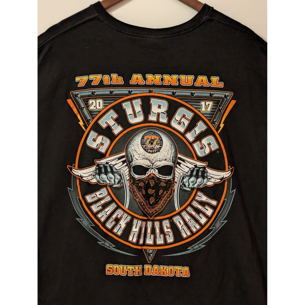 Delta Sturgis Black Hills Rally T-Shirt Mens 3XL Black Excellent 2017 Biker Tee